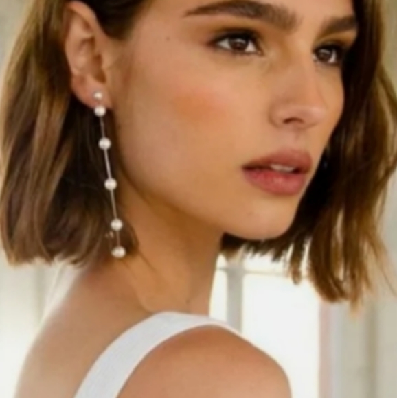 Woman's 925 silver with faux pearl earrings - Picture 3 of 5